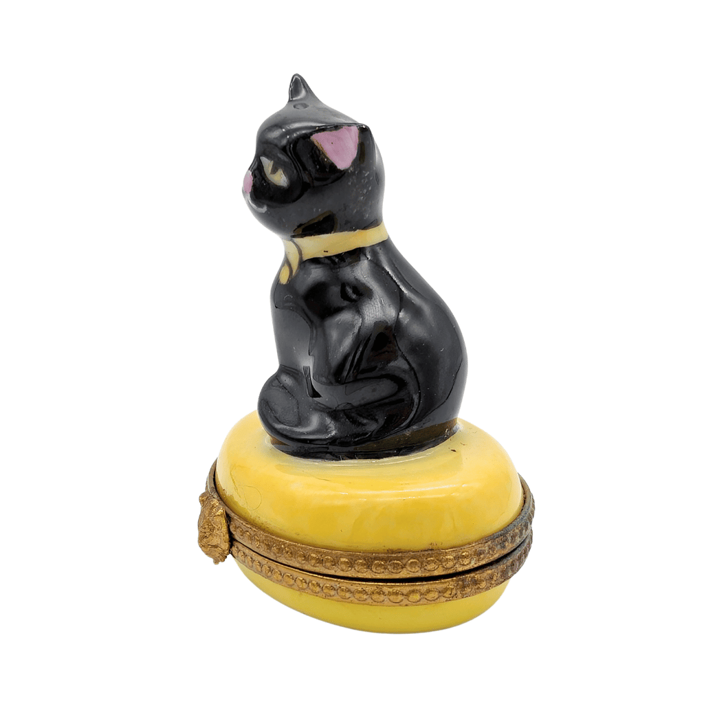 Limoges Porzellan-Pillendose mit Katze, Frankreich