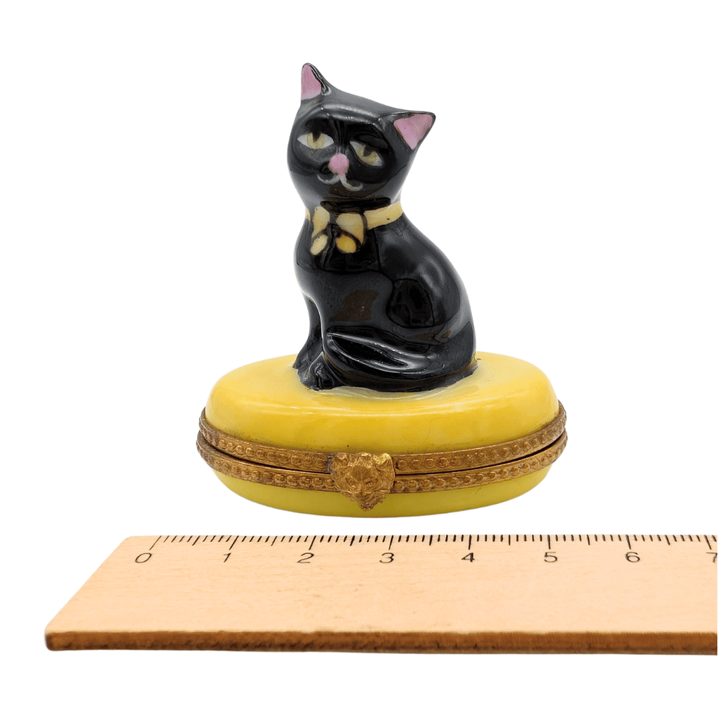 Limoges Porzellan-Pillendose mit Katze, Frankreich