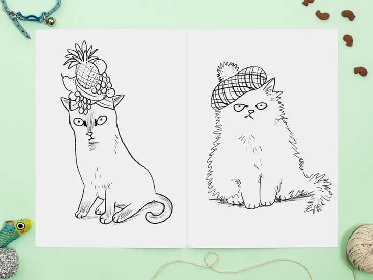 Illustrierte Katzen mit Hüten