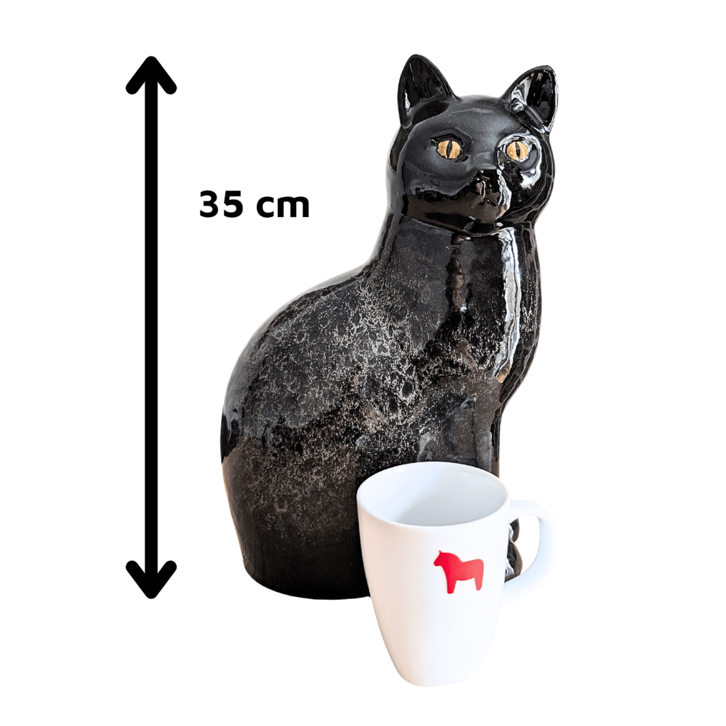 Originale schwarze Lisa Larson Murre Katze Maxi (35 cm), Rarität, Schweden