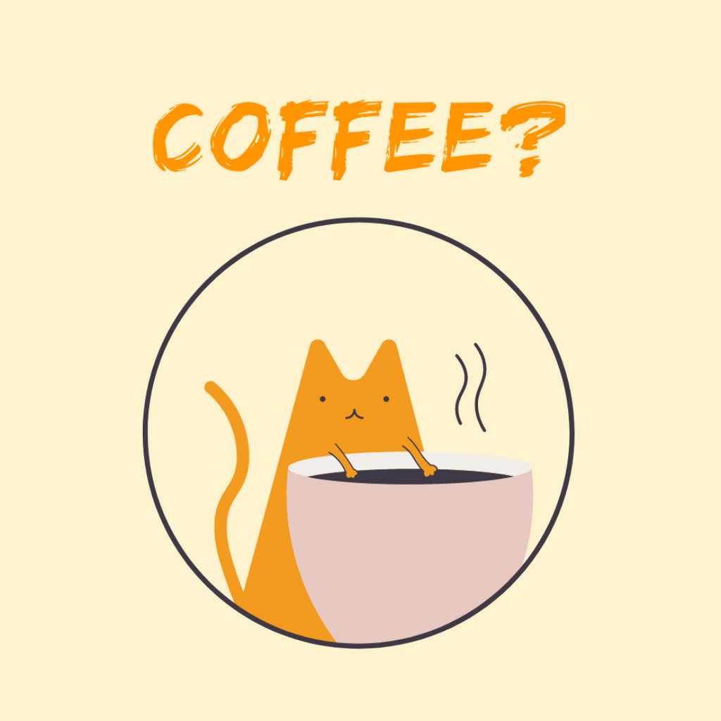 Postkarte "Coffee?" mit Katze