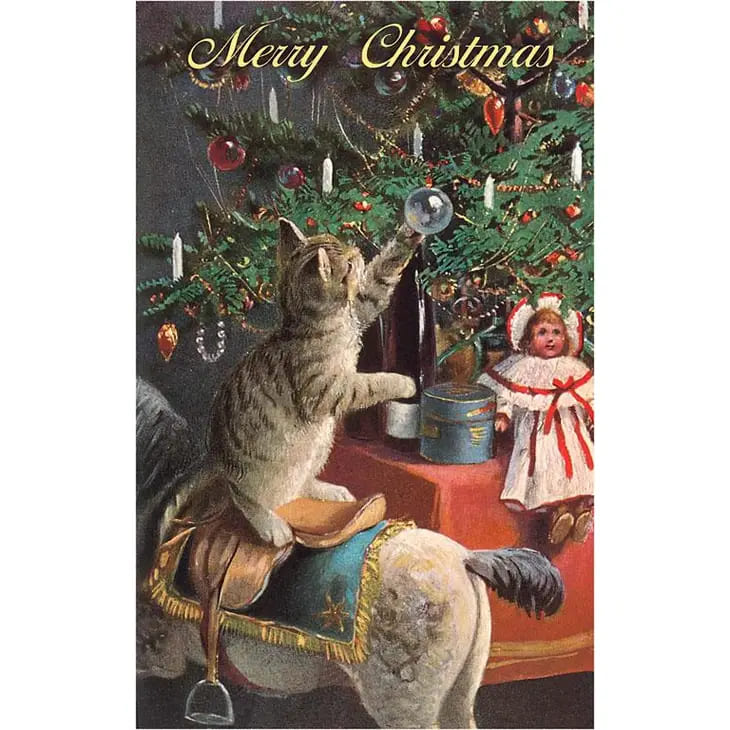 Retro-Postkarte "Cat Playing with Glass Ornament"