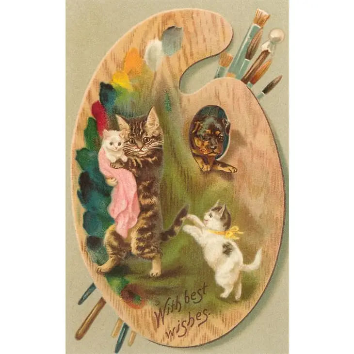 Retro-Postkarte "Cats on Palette"