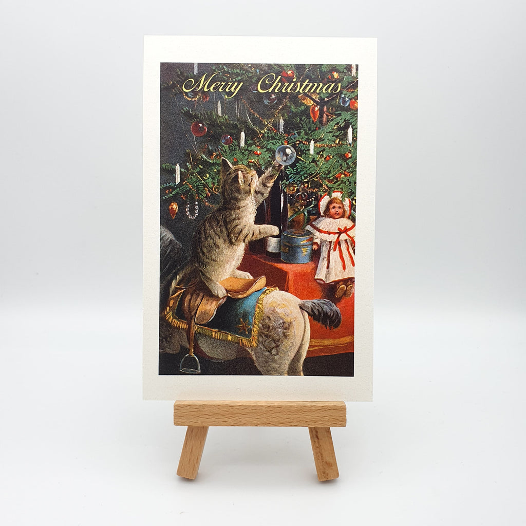 Retro-Postkarte "Cat Playing with Glass Ornament"