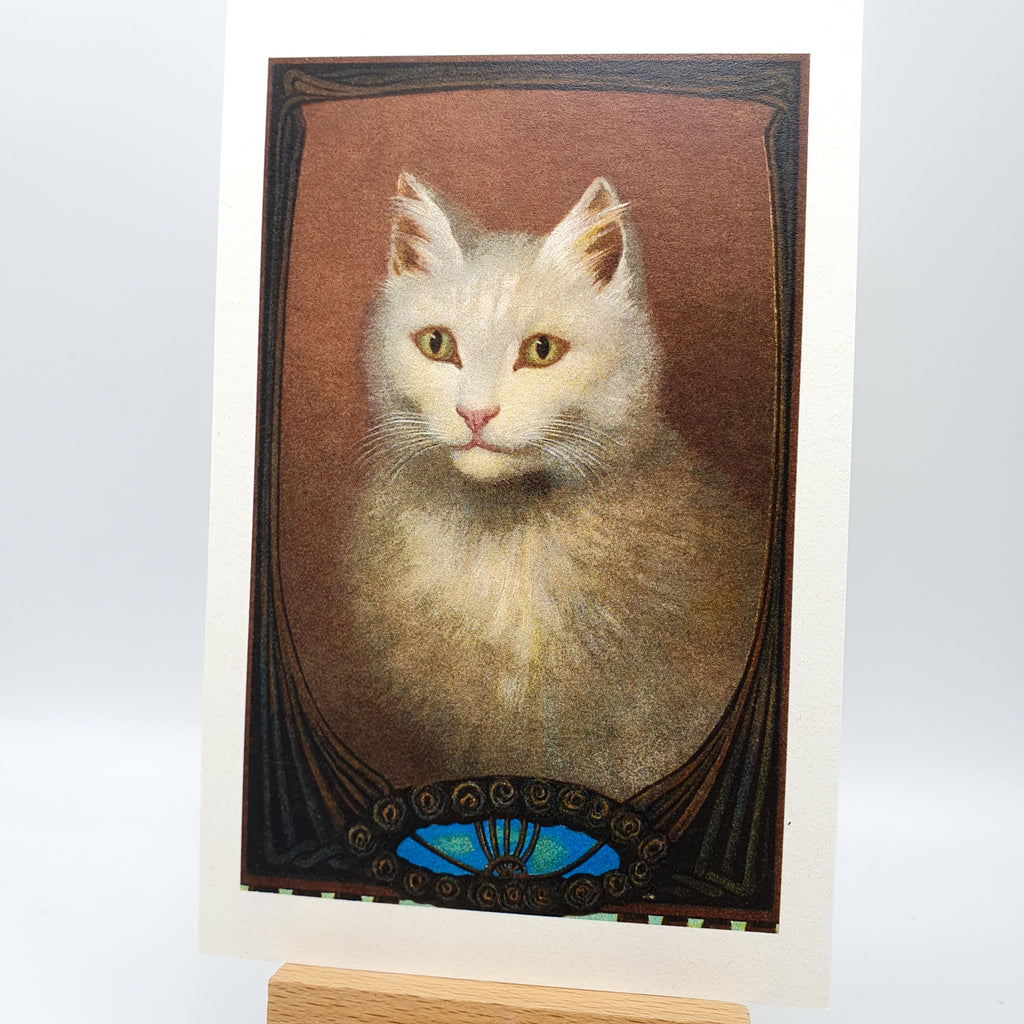 Retro-Postkarte "White Cat"