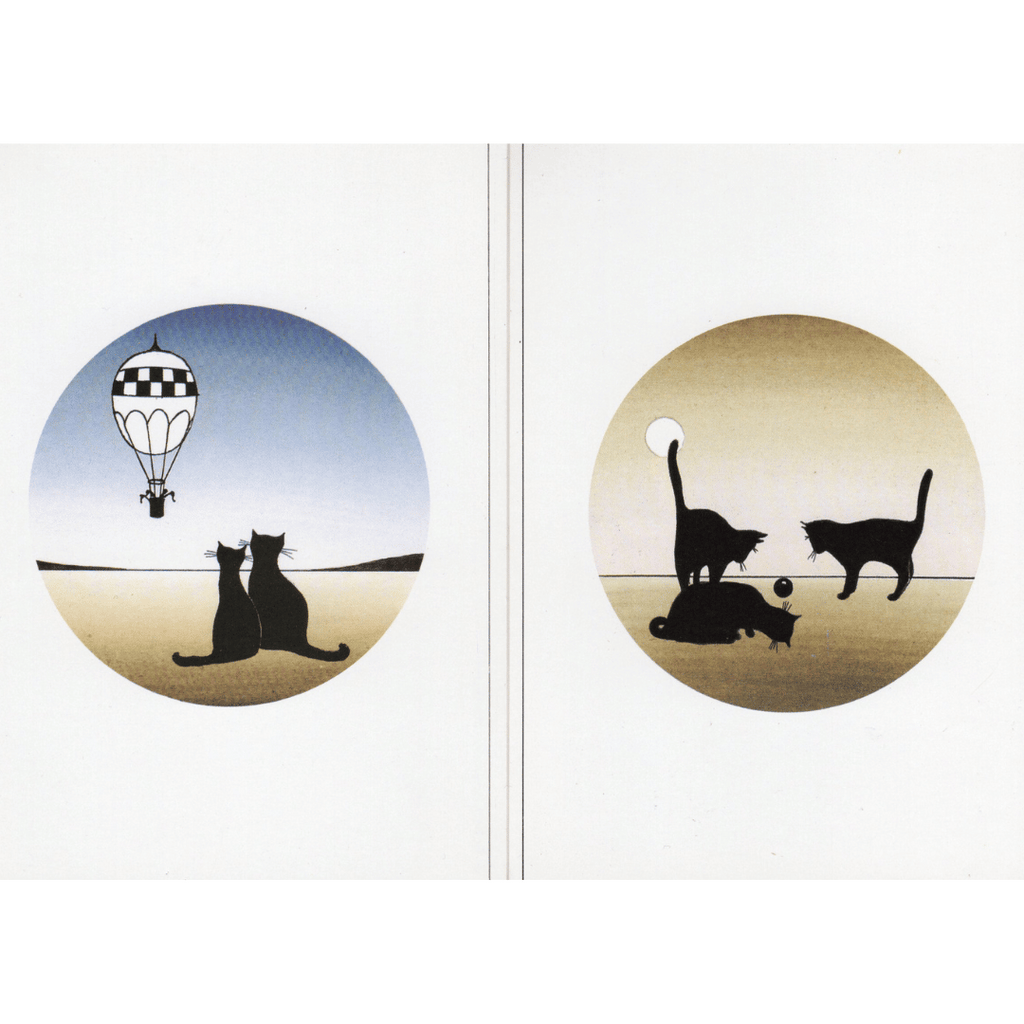 Postkarten mit Katzenmotiven von Robert Grabaric, 2 Varianten