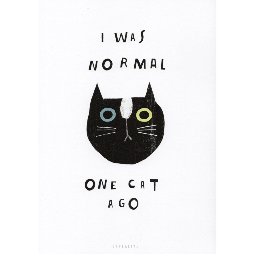 Postkarte mit Katzenmotiv und der Aufschrift I was normal one cat ago