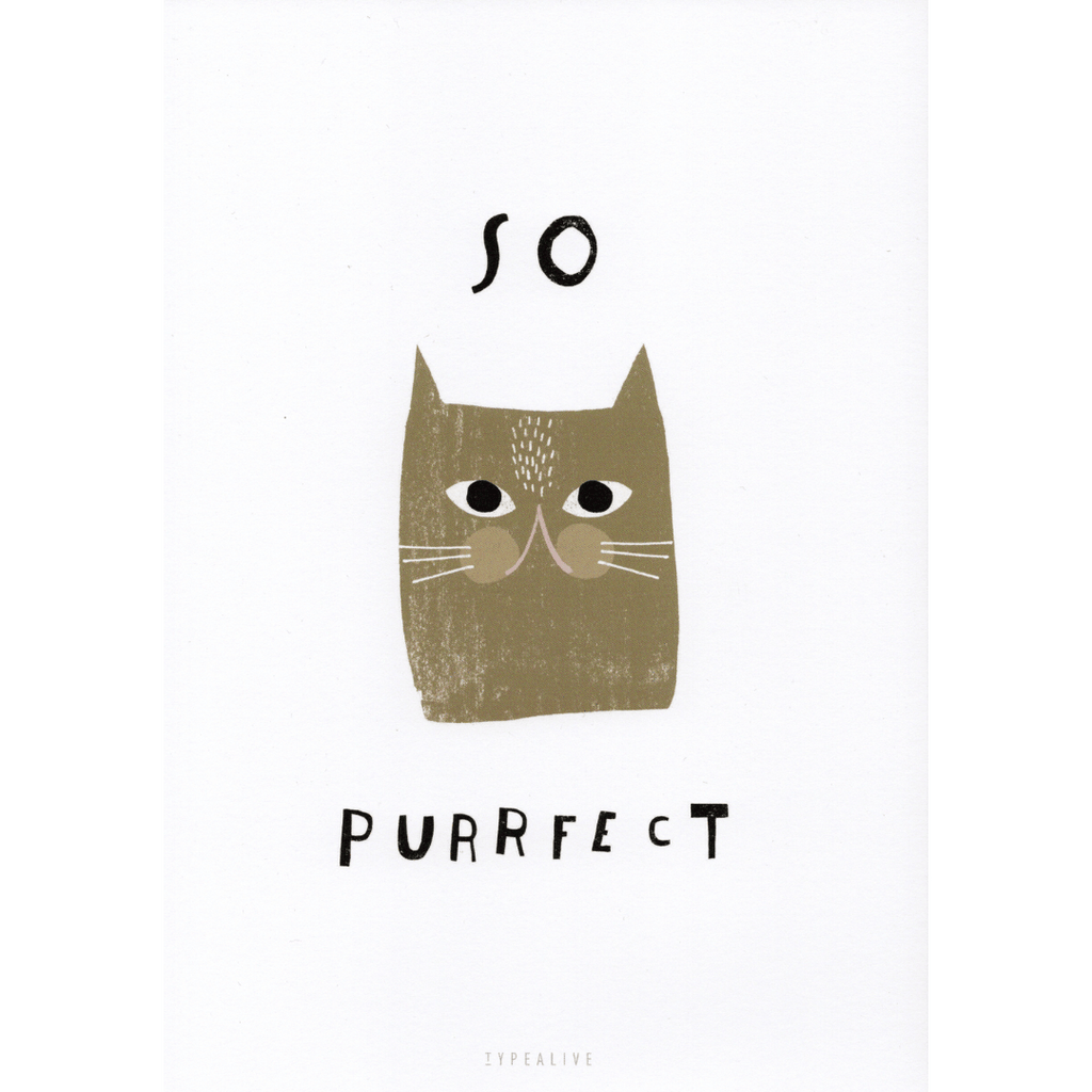 Postkarte mit Katzenmotiv und der Aufschrift So Purrfect