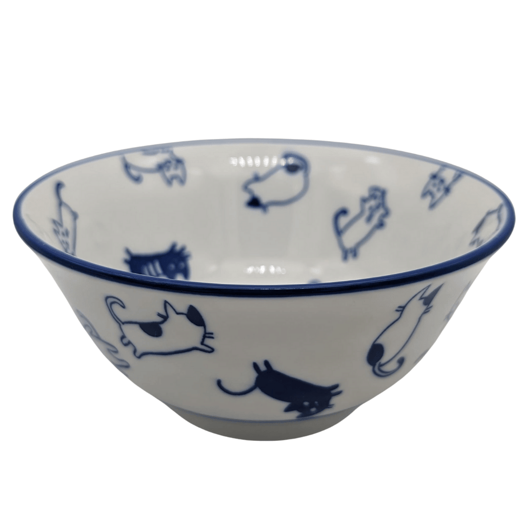 Reisschale mit Katzenmotiven, blau oder schwarz