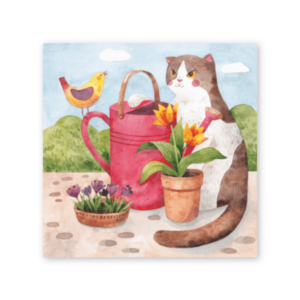 Grußkarte "Katze im Garten"
