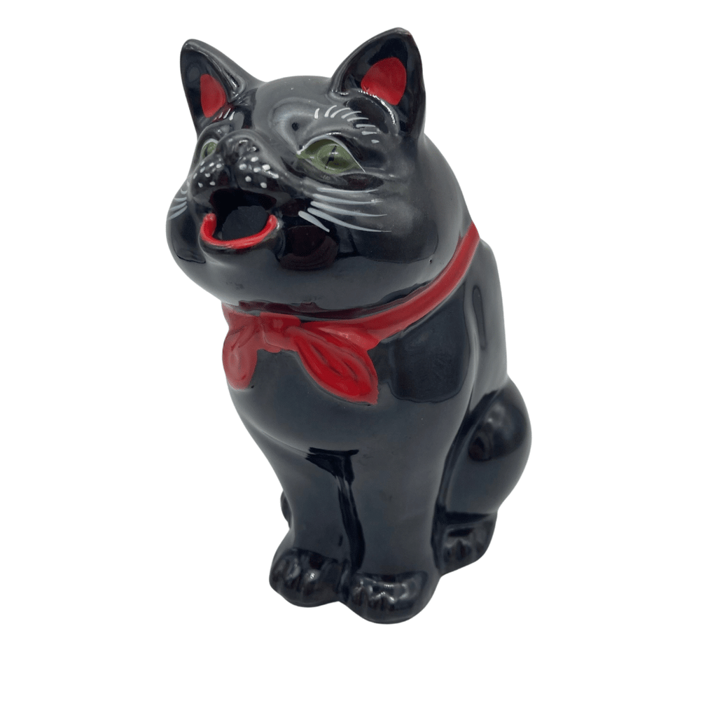 Rotschwarzes Vintage-Katzen-Milchkännchen, Milchgießer aus Porzellan