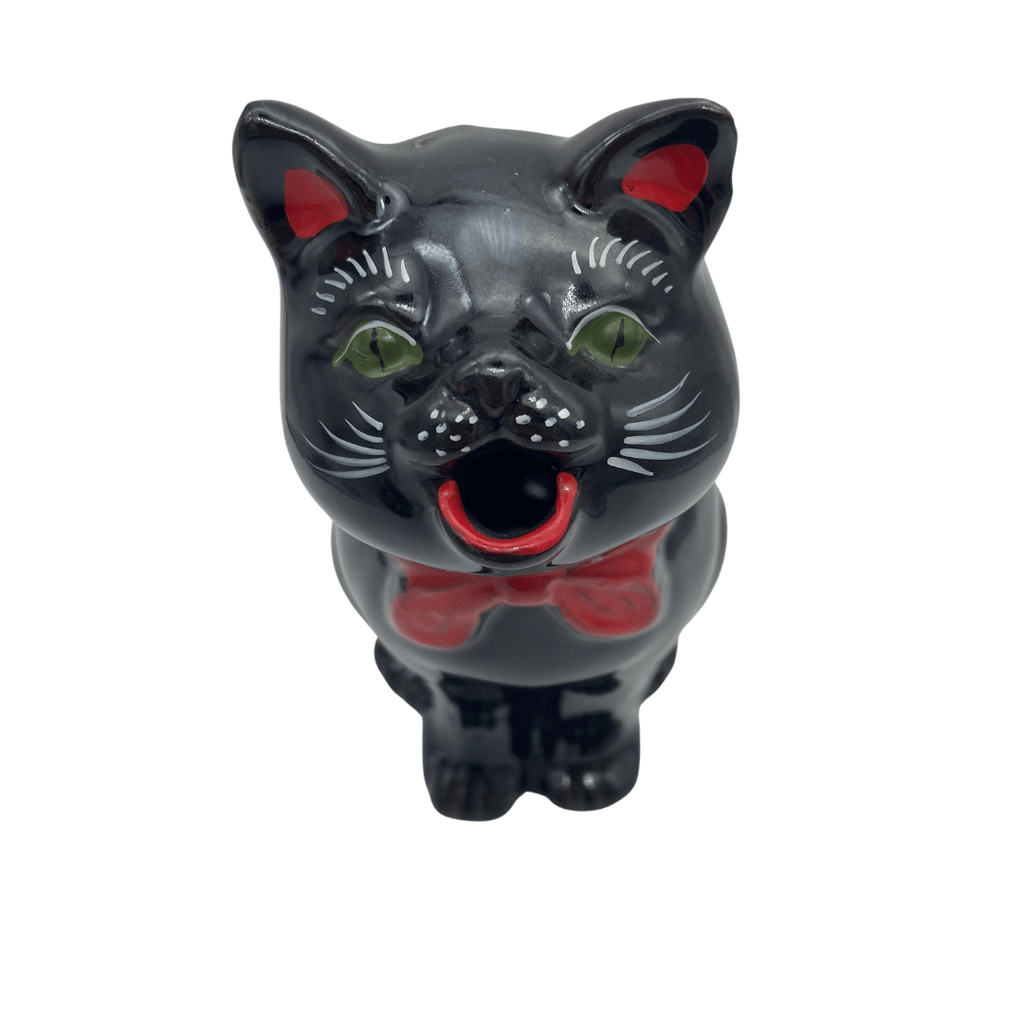 Rotschwarzes Vintage-Katzen-Milchkännchen, Milchgießer aus Porzellan