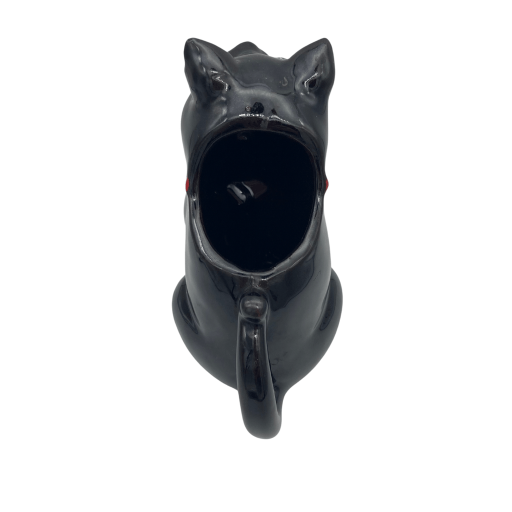 Rotschwarzes Vintage-Katzen-Milchkännchen, Milchgießer aus Porzellan