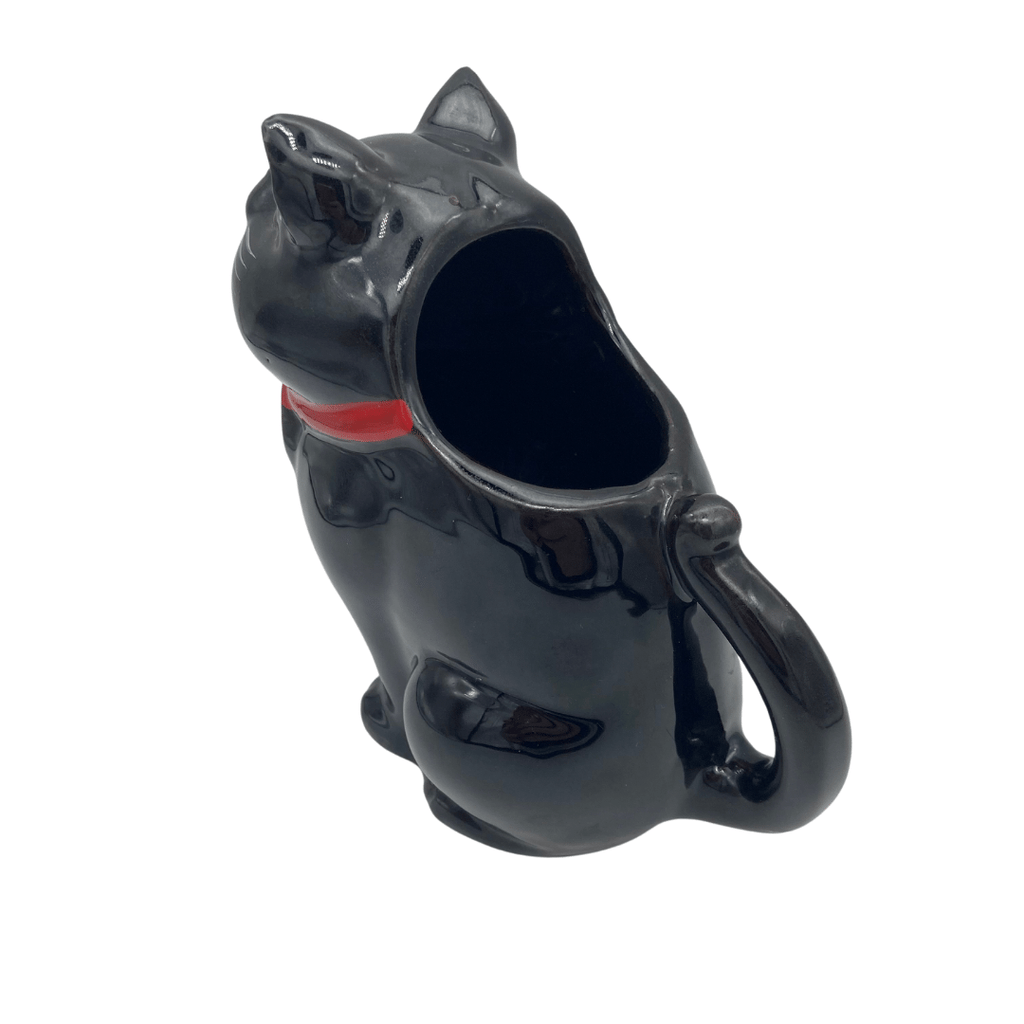 Rotschwarzes Vintage-Katzen-Milchkännchen, Milchgießer aus Porzellan