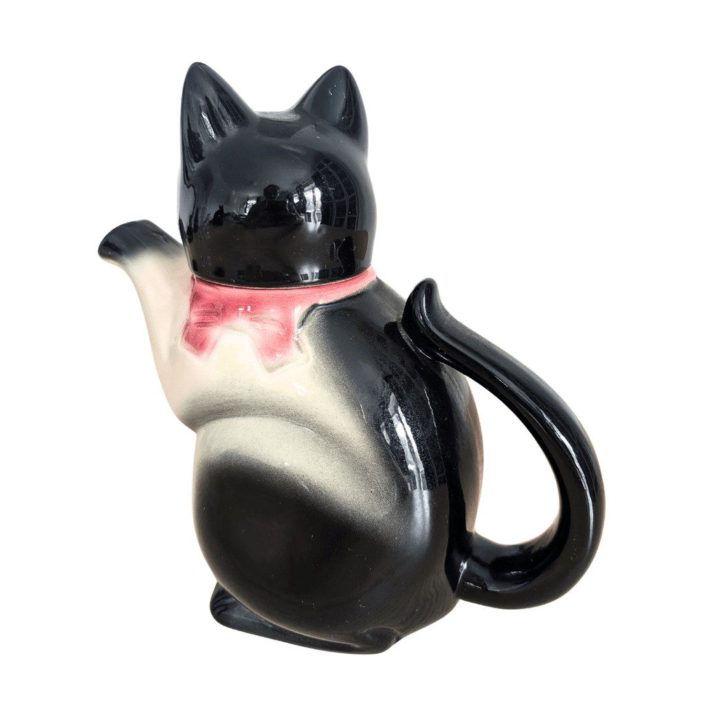 Schwarze Cortendorf Katzenkanne aus Porzellan