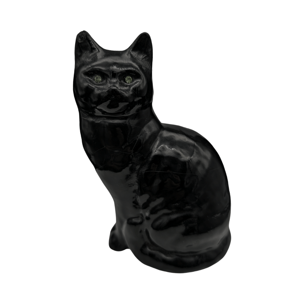 Schwarze Katzenfigur aus Stuck