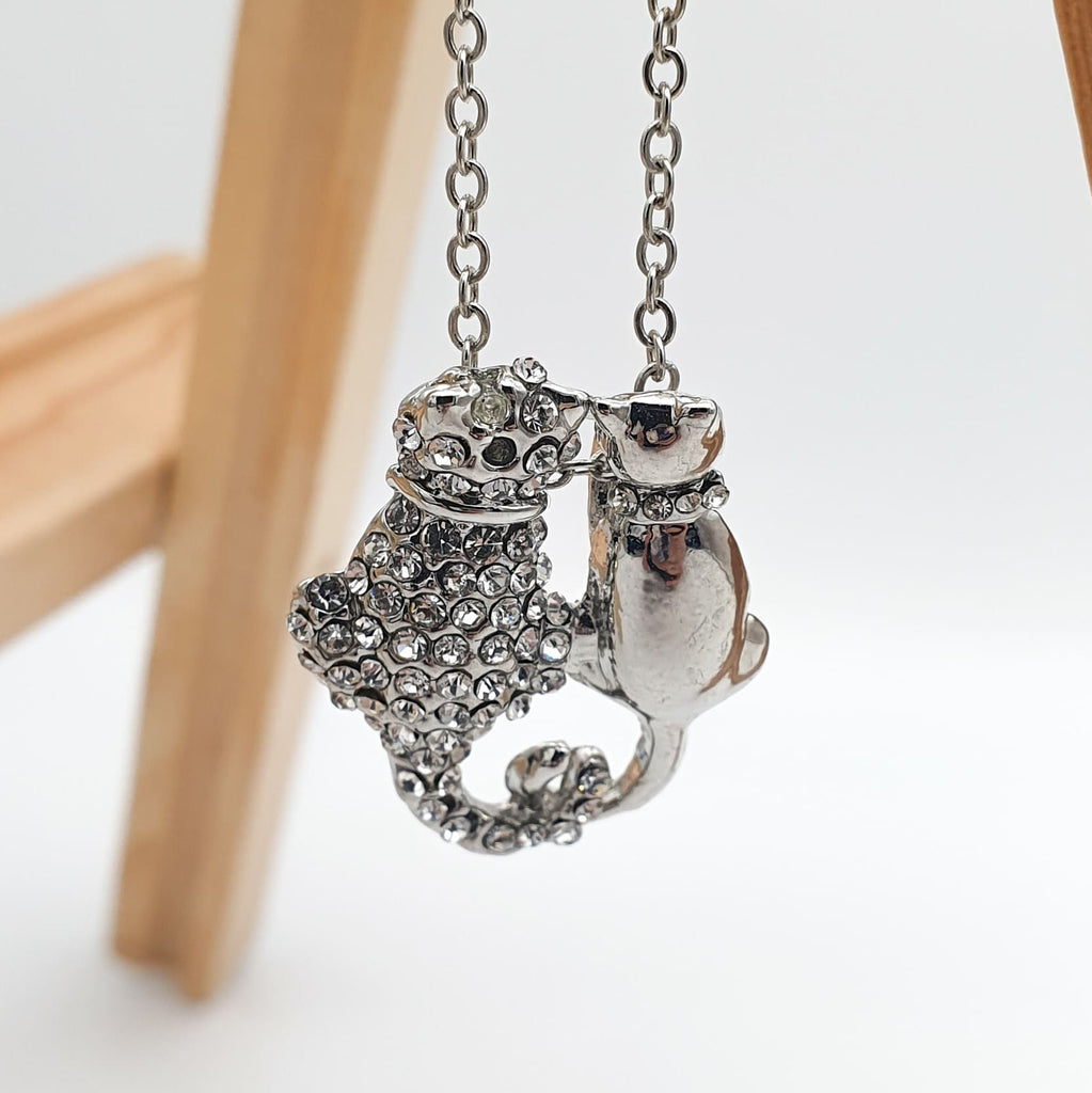 Silberne Halskette Katzenpaar