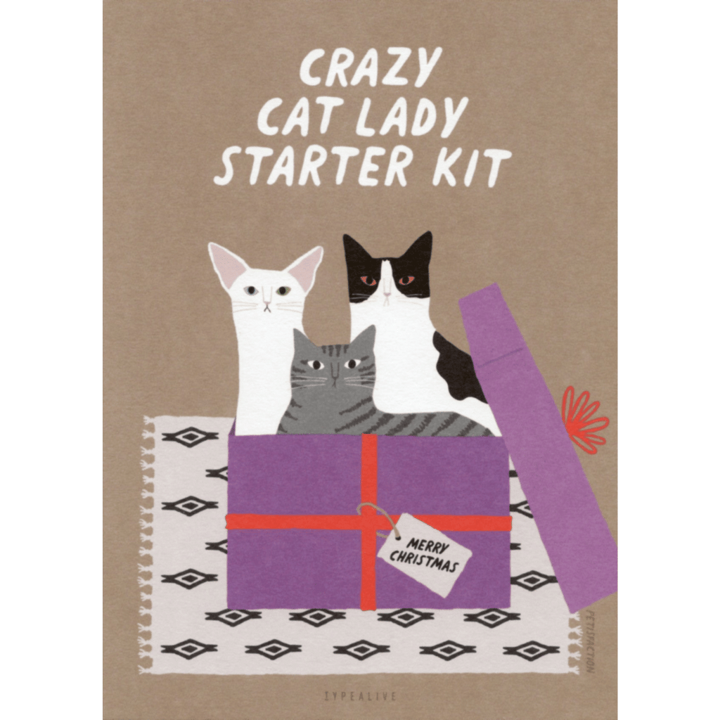 Weihnachts-Postkarte "Crazy Cat Lady Starter Kit"