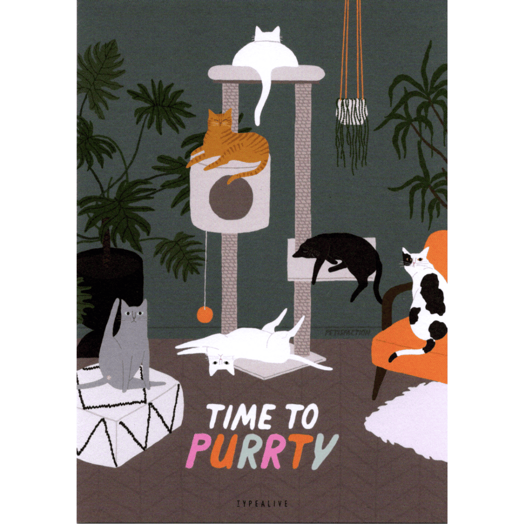 Postkarte "Time To Purrty"