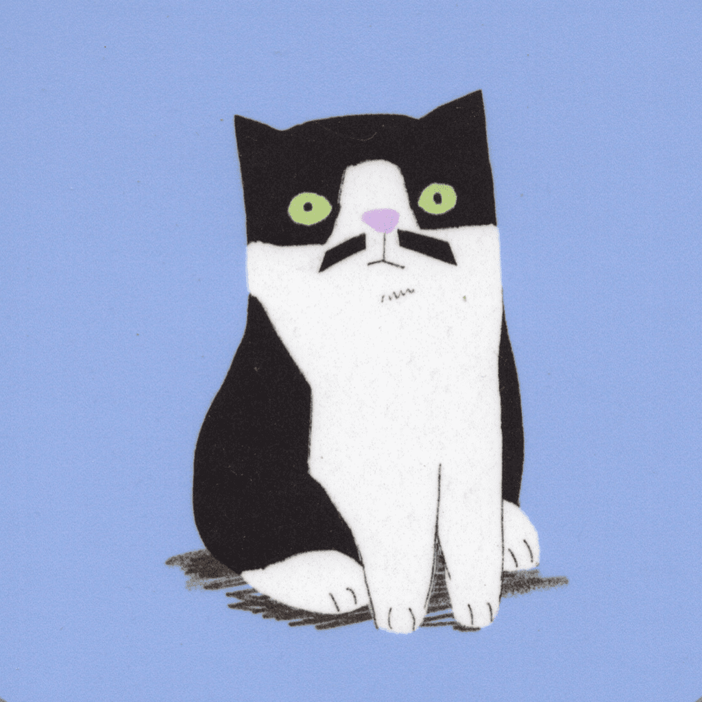 Untersetzer Schwarzweiße Schnurrbart-Katze