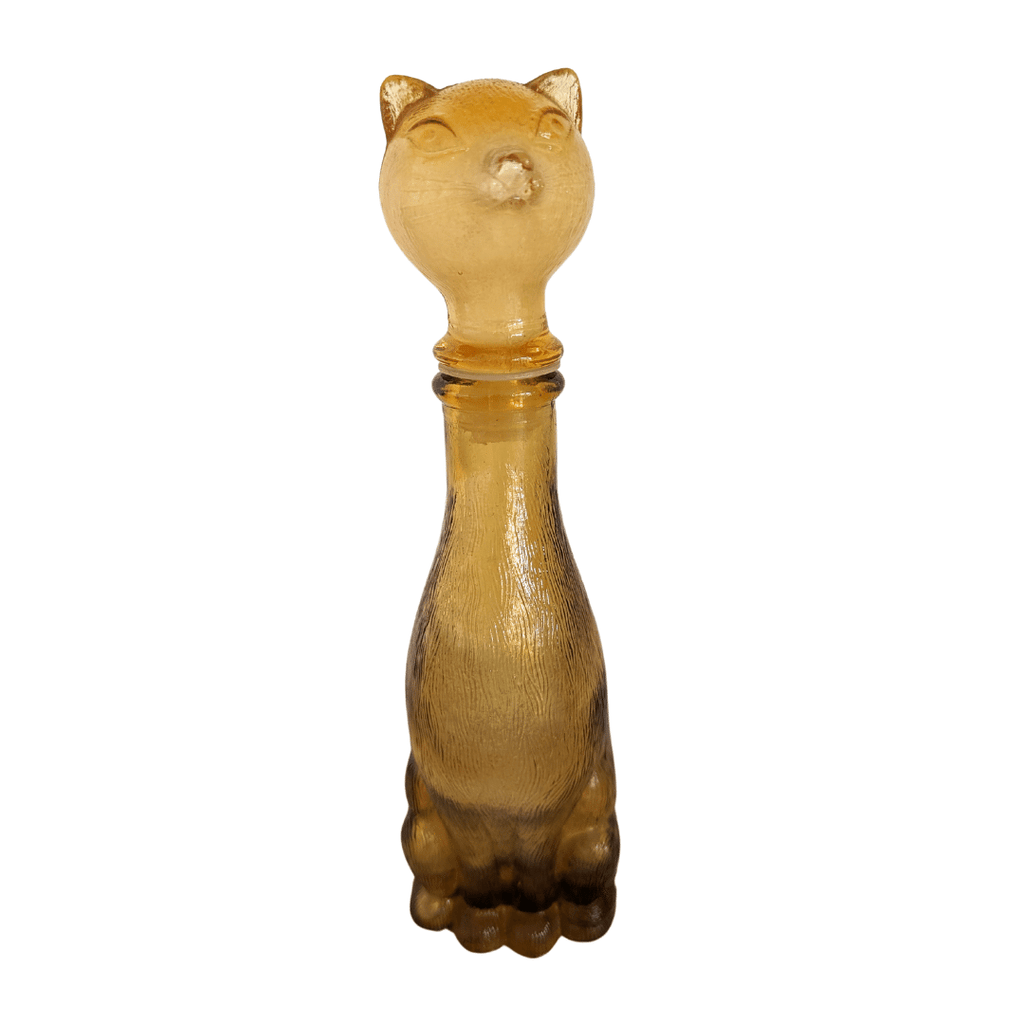 Vintage Empoli Glasflasche Katze, Dekanter gelb