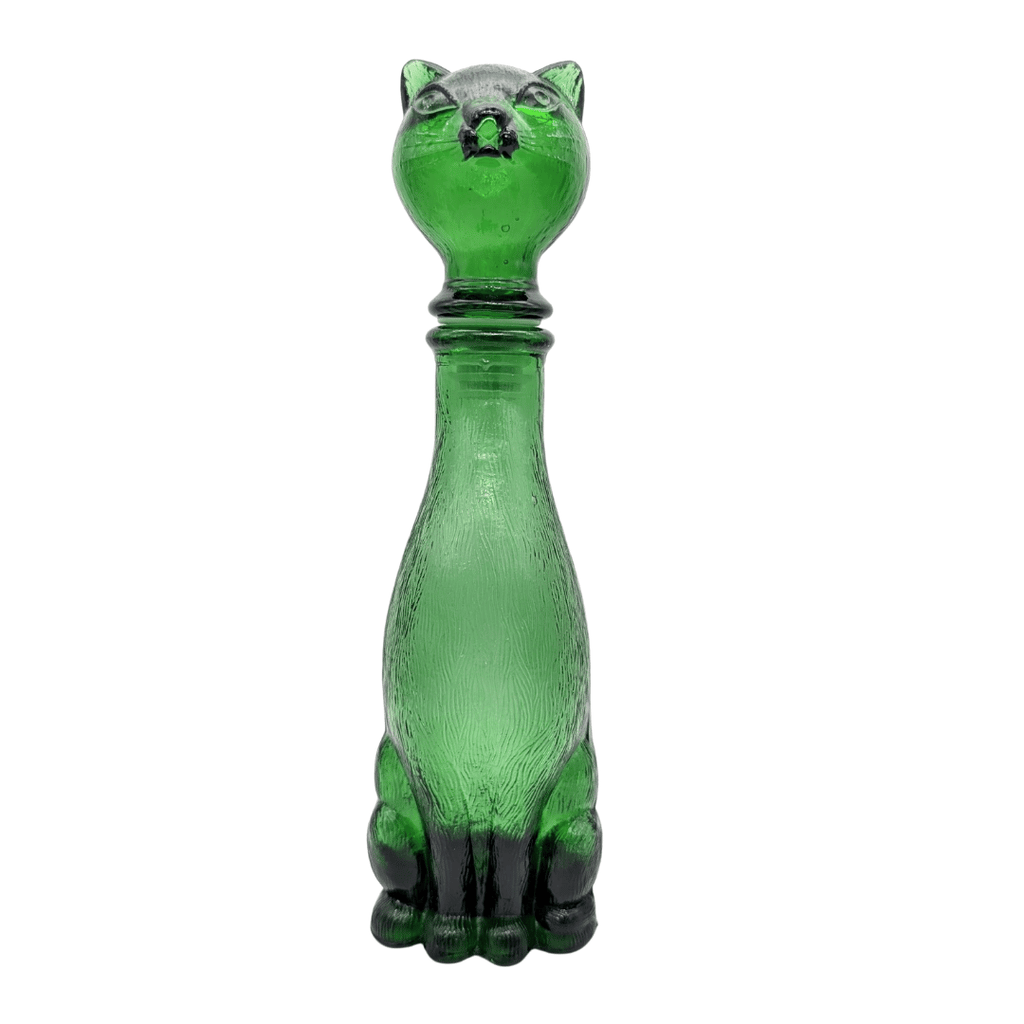 Vintage Empoli Glasflasche Katze, Dekanter grün