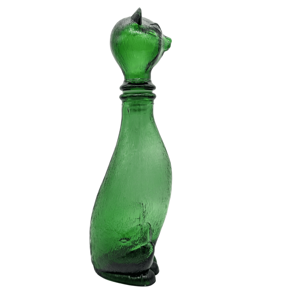 Vintage Empoli Glasflasche Katze, Dekanter grün