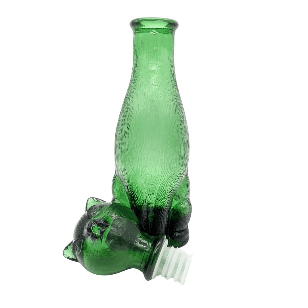 Vintage Empoli Glasflasche Katze, Dekanter grün