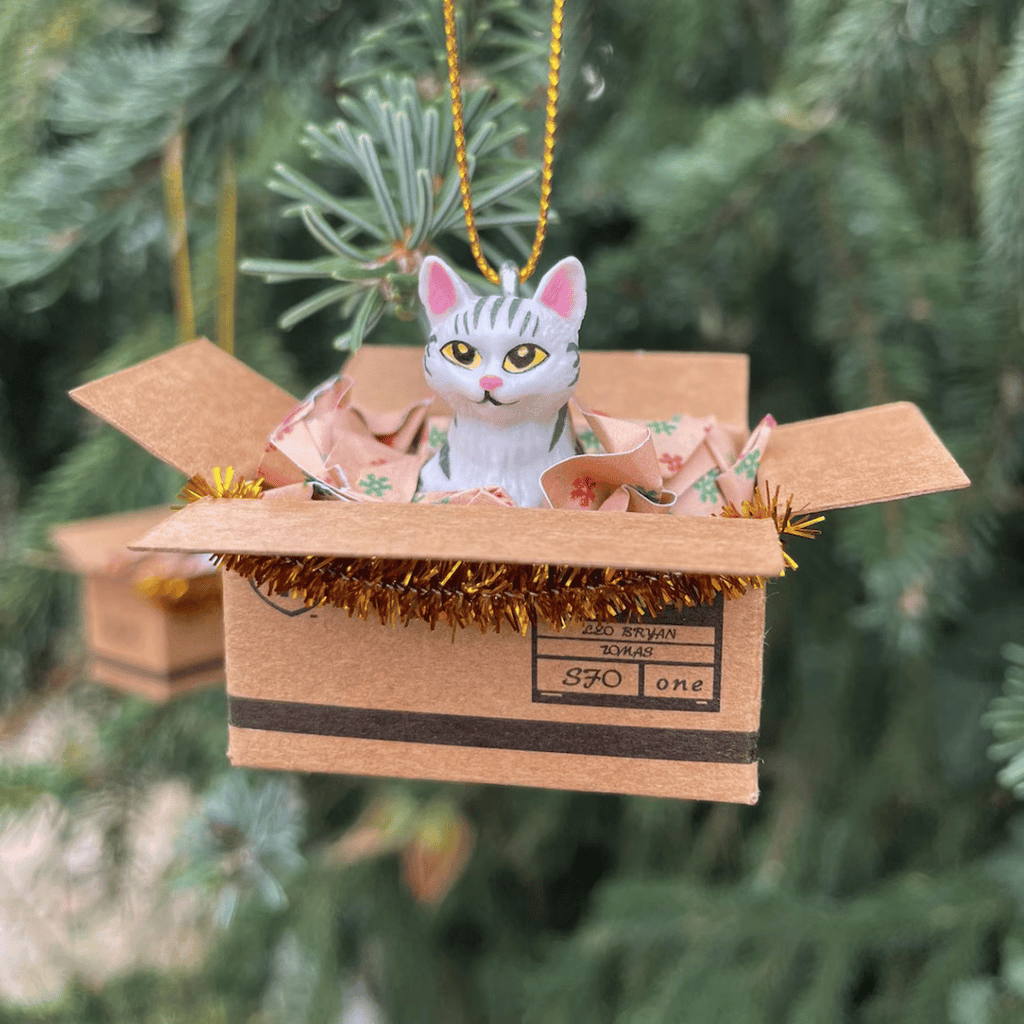 Weihnachtsbaum-Anhänger "Cat in a Box", 6 Varianten