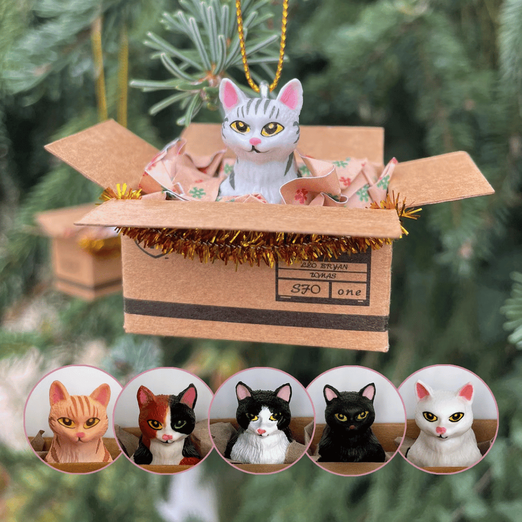 Weihnachtsbaum-Anhänger "Cat in a Box", 6 Varianten