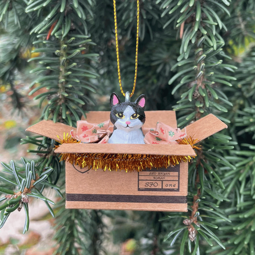 Weihnachtsbaum-Anhänger "Cat in a Box", 6 Varianten