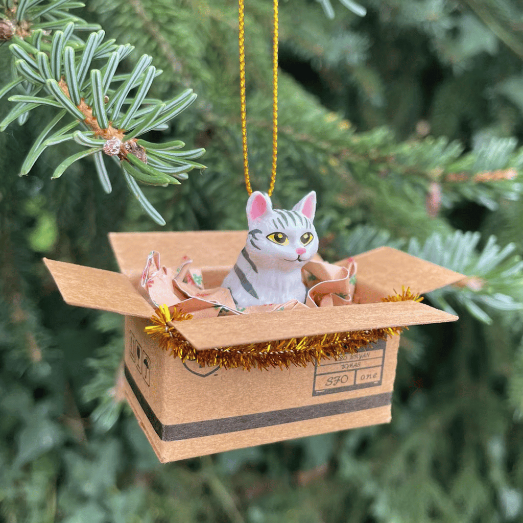 Weihnachtsbaum-Anhänger "Cat in a Box", 6 Varianten