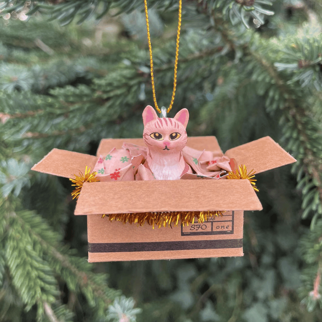 Weihnachtsbaum-Anhänger "Cat in a Box", 6 Varianten