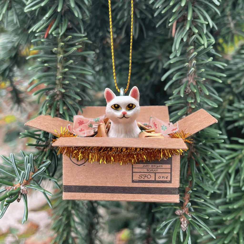 Weihnachtsbaum-Anhänger "Cat in a Box", 6 Varianten