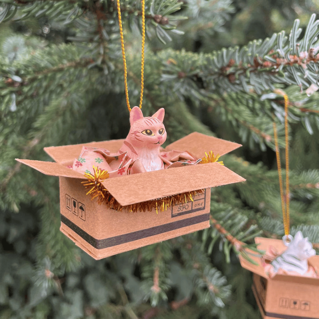 Weihnachtsbaum-Anhänger "Cat in a Box", 6 Varianten