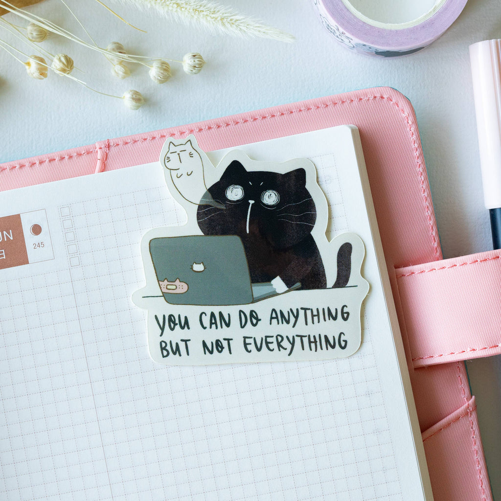 Sticker "You can do anything but not everything" mit schwarzer Katze