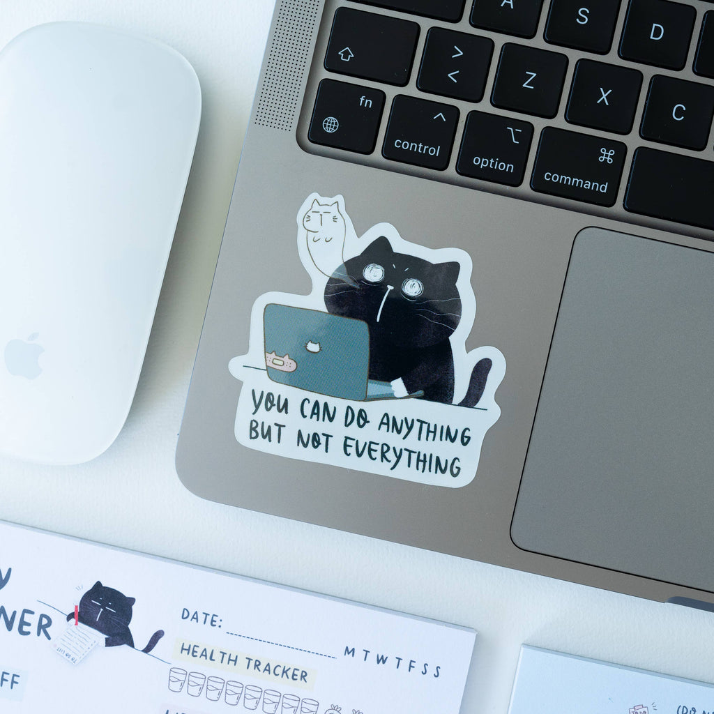 Sticker "You can do anything but not everything" mit schwarzer Katze