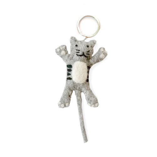 Schlüsselanhänger aus Filz "Grau-gestreifte Katze"