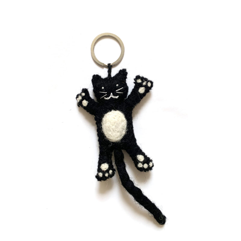 Schlüsselanhänger aus Filz "Schwarze Katze"