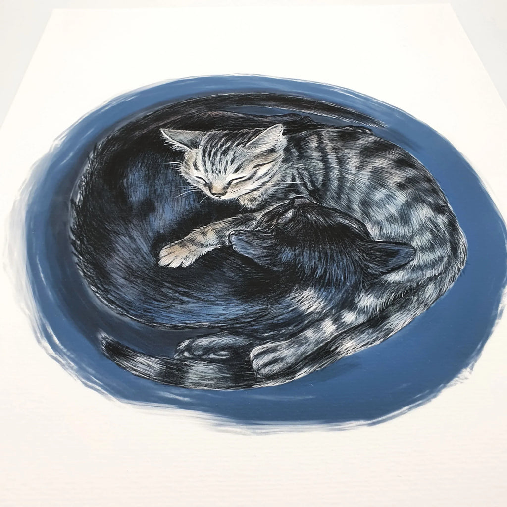 Aquarell Giclée-Kunstdruck "Yin Yang Katzen", DIN A4, verschiedene Farben Sir Mittens