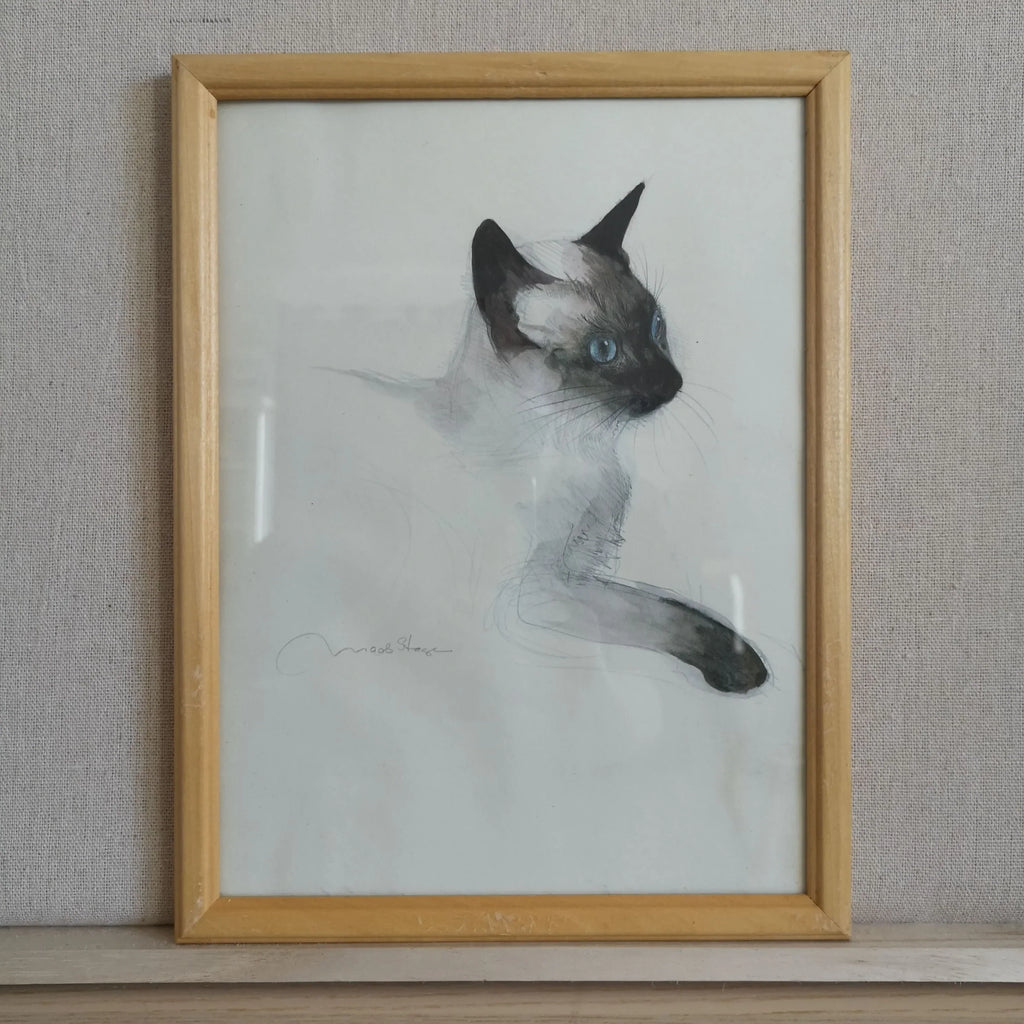 Bleistift-Aquarell-Kunstdruck "Siamkatze" von Mads Stage Sir Mittens