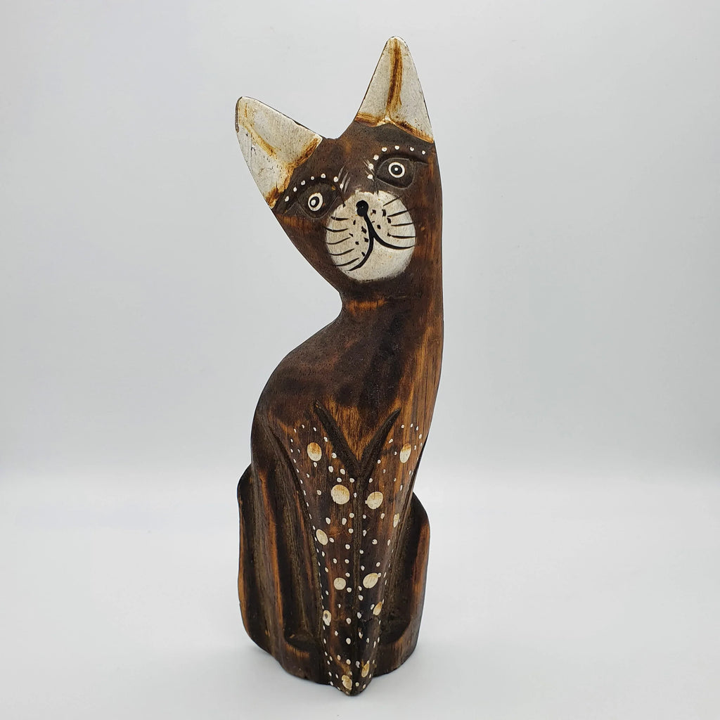Braune Deko-Katze aus Holz Sir Mittens
