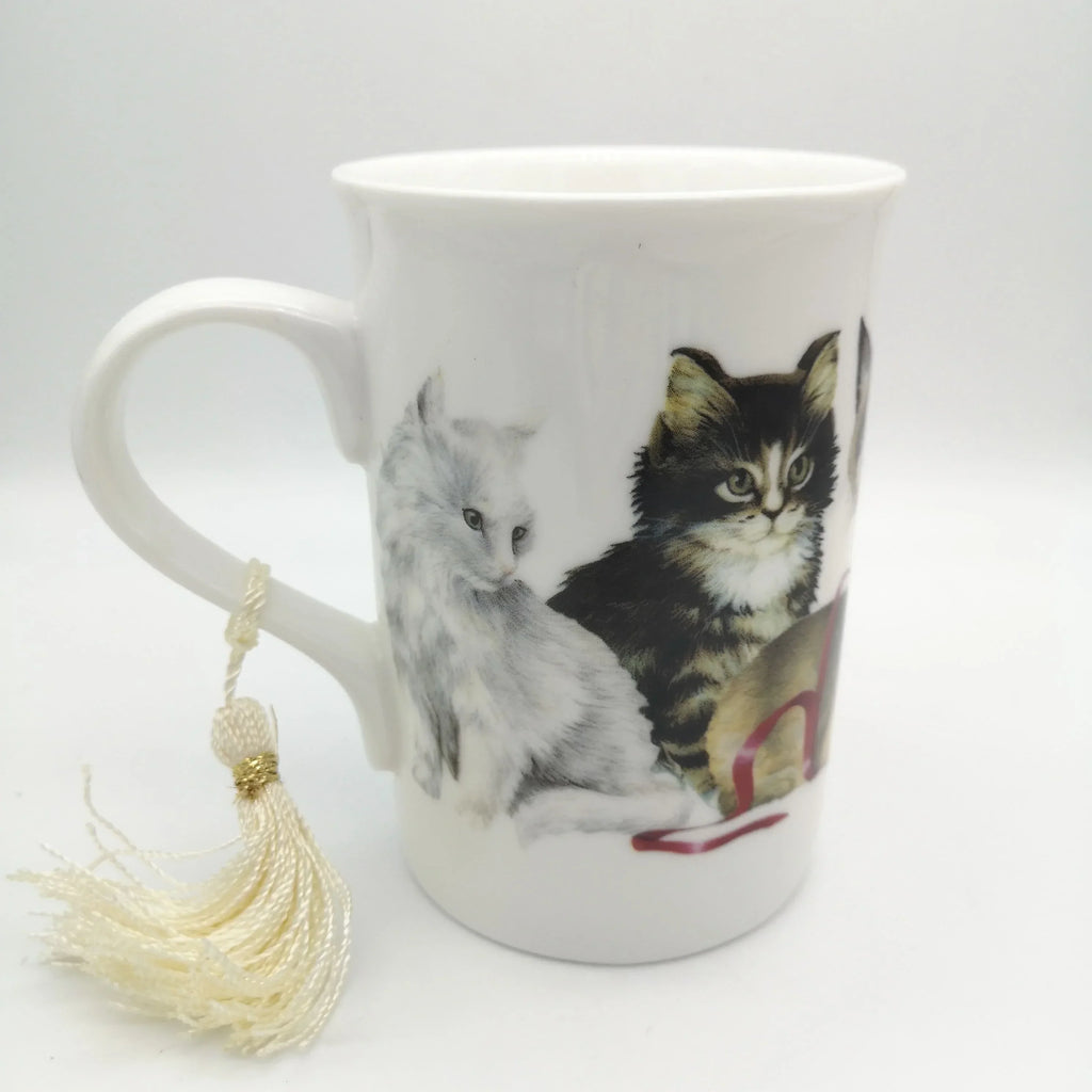 Edle Kaffeetasse mit Katzenportraits, England Sir Mittens