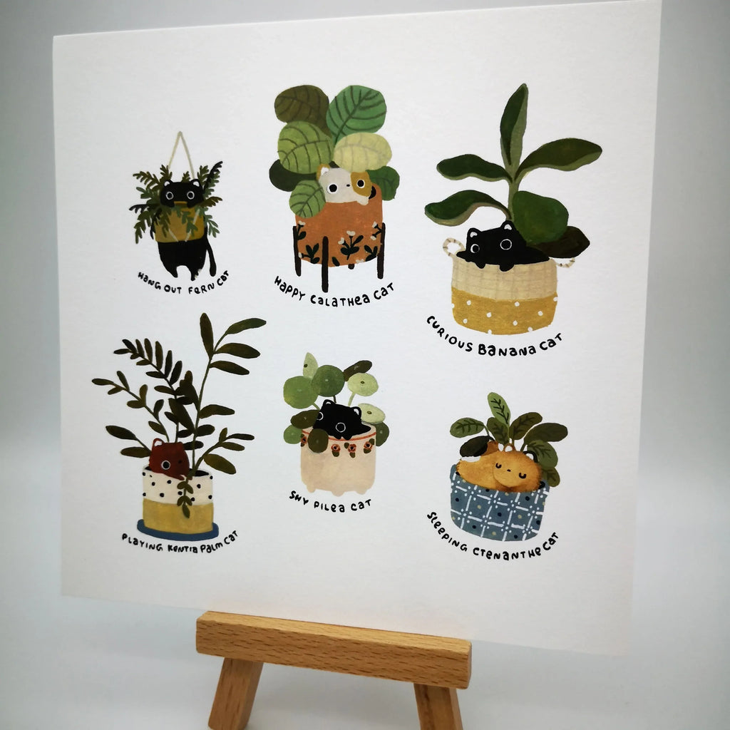 Fine Art Giclée-Kunstdruck "Cat Friendly Plants", signiert Sir Mittens