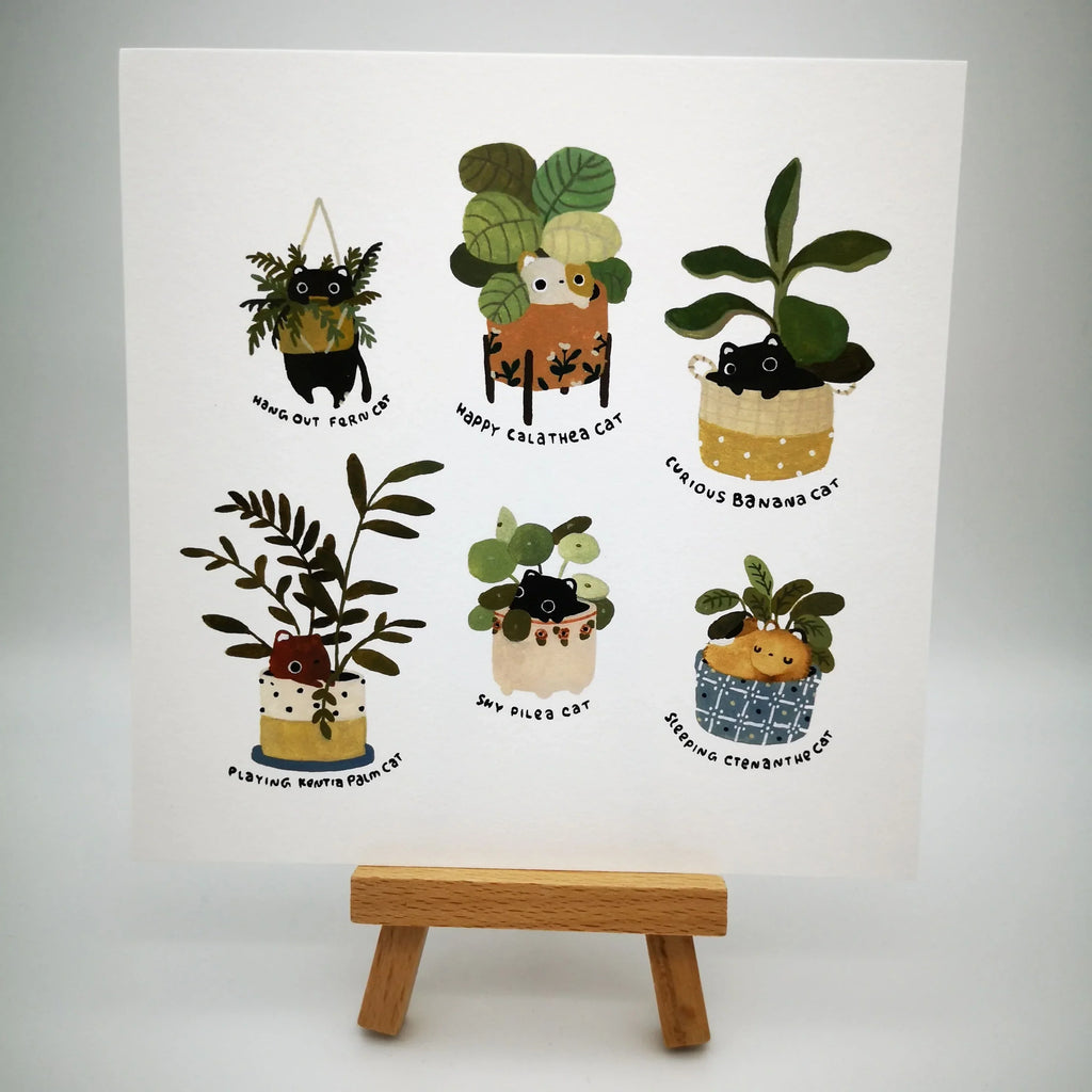 Fine Art Giclée-Kunstdruck "Cat Friendly Plants", signiert Sir Mittens