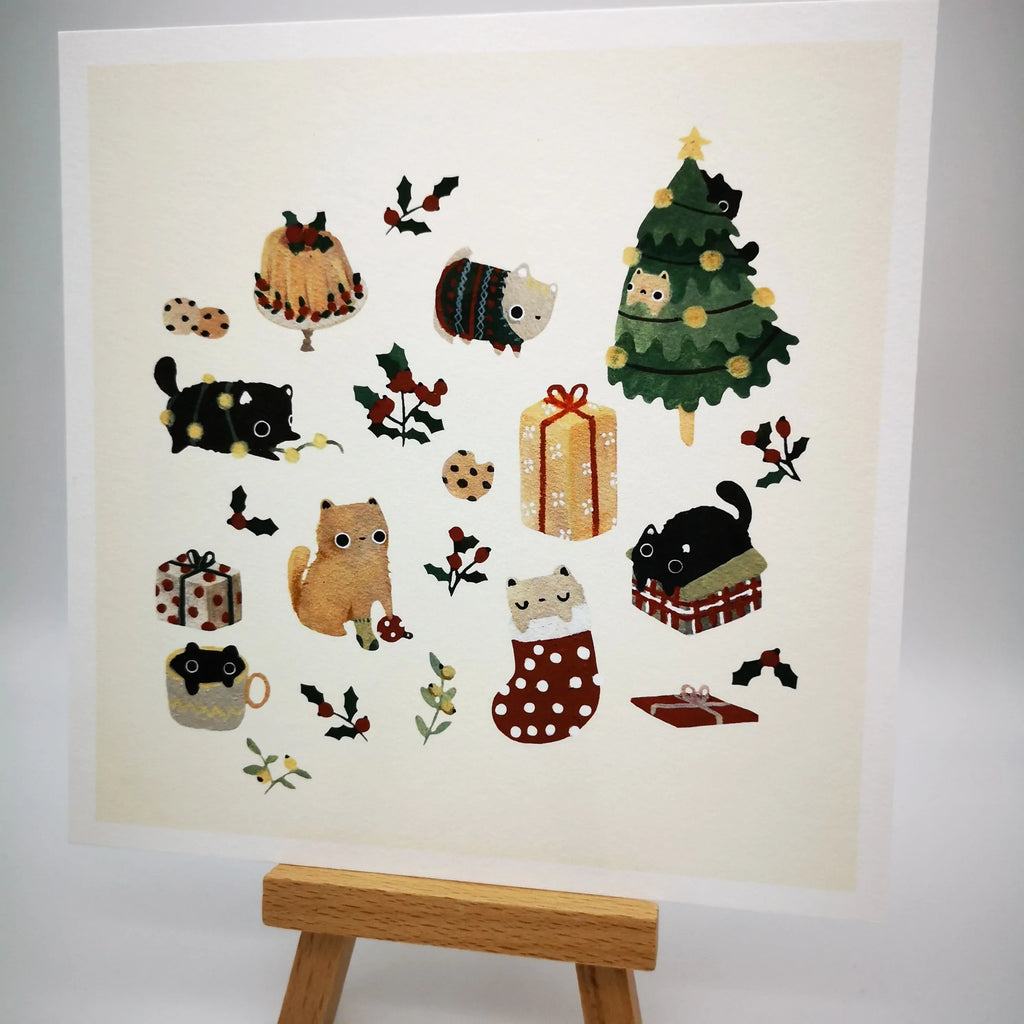 Fine Art Giclée-Kunstdruck "Christmas Cats", signiert Sir Mittens