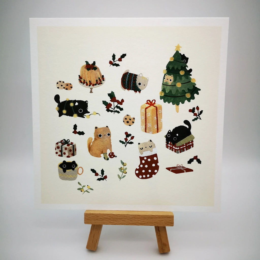 Fine Art Giclée-Kunstdruck "Christmas Cats", signiert Sir Mittens