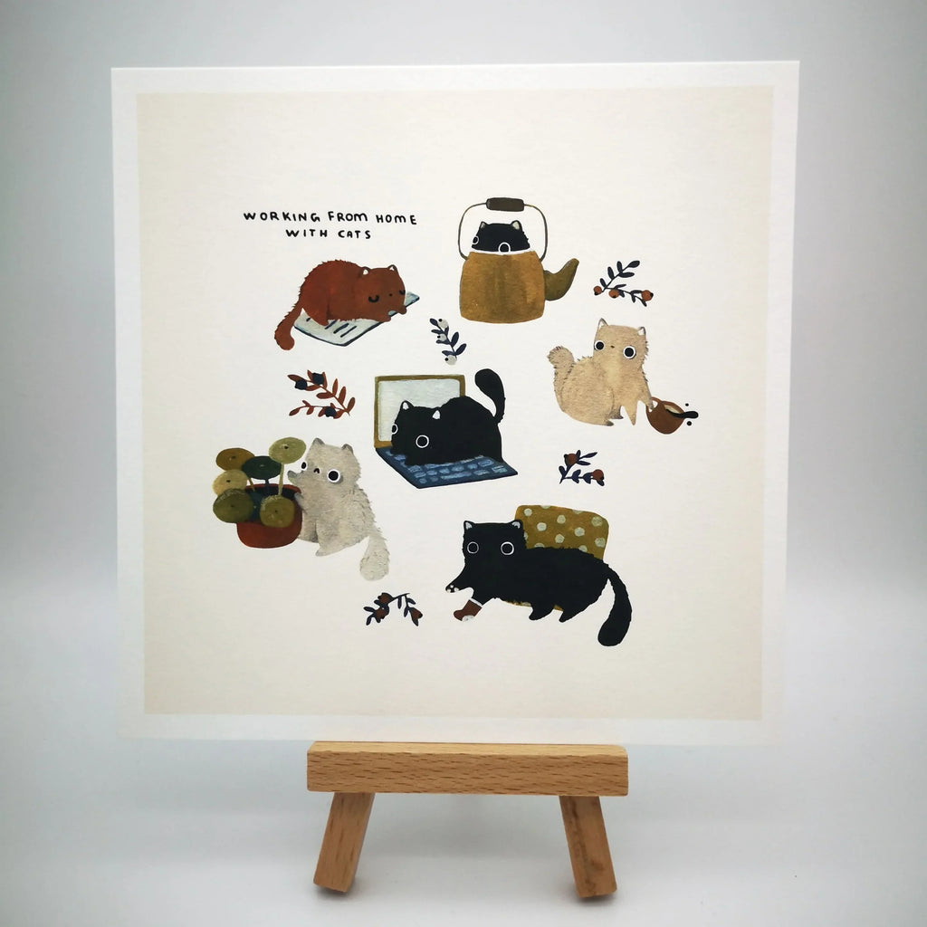 Fine Art Giclée-Kunstdruck "Home Office Cats", signiert Sir Mittens