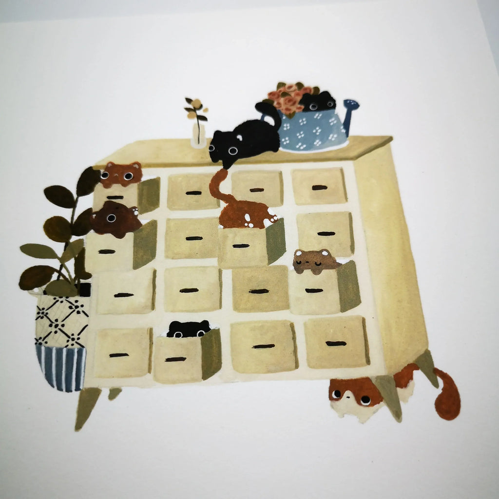 Fine Art Giclée-Kunstdruck "The Cat's Dresser", signiert Sir Mittens