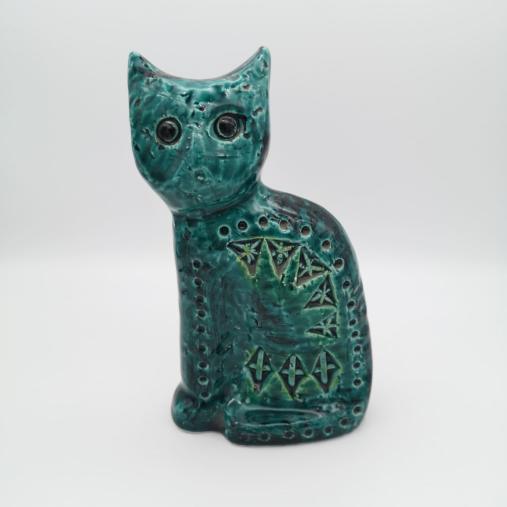 Türkise Keramik-Katzenfigur